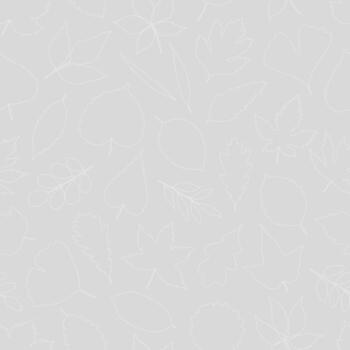 Seamless pattern with white line art leaves on gray background, contour leaf of maple, linden, poplar, ginkgo, and others. Print for textile, package, paper, illustration, minimal style vector