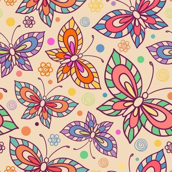 Seamless pattern, with stylized butterflies. Can be used to fabric design, wallpaper, web design, decorative paper, etc. vector
