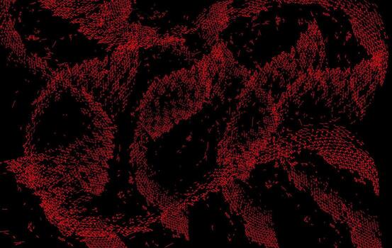 Abstract red particles wave texture on black background vector