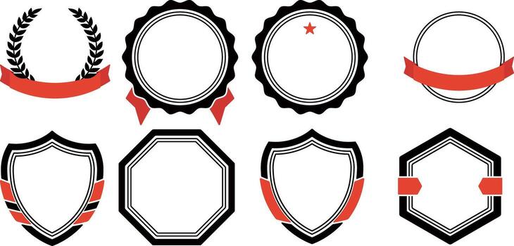 A collection of empty text frames of various shapes and shield-shaped without a background. vector