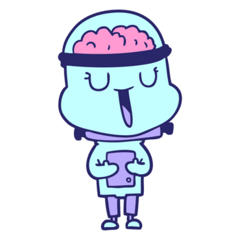 A cartoon character with a brain on his head d png