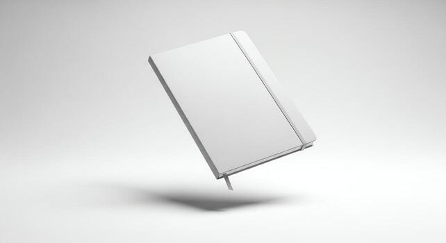 Minimalist White Notebook Floating in Soft Light with Subtle Shadow photo