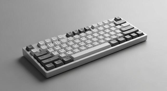 Monochromatic Elegance - A Sleek Custom Mechanical Keyboard with a Two-Tone Grayscale Keycap Set. photo