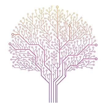 central procesador unidad circuito tablero tecnología árbol antecedentes. resumen circuito tablero árbol, ilustración. vector