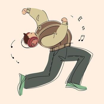 Dynamic and Engaging Illustration of a Person Enjoying Music Vibes vector