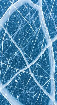 Close-up abstract ice texture with cracks and bubbles vertical pattern photo