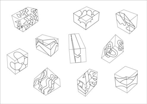 cajas formar envuelto con aleatorio forma vector