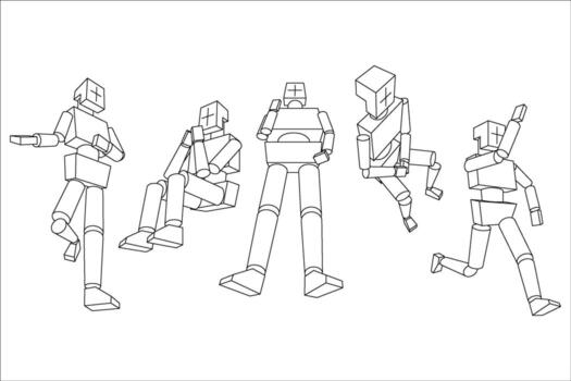cifras en perspectiva de un hombre sin utilizando un caja vector