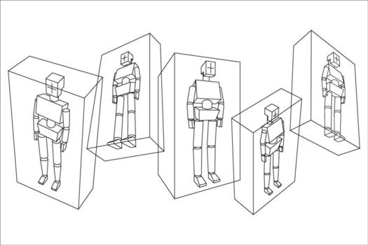 Figures in Perspective of a Man using a box vector