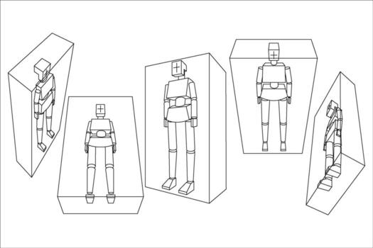 Figures in Perspective of a Woman using a box vector