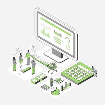 Data analysis tools and visualization in action vector