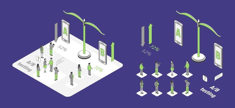 A/B testing illustration with data insights vector