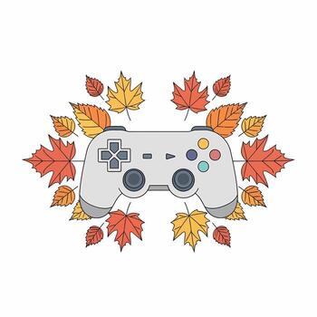 otoño juego controlador con hojas. vector