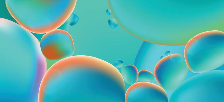 Colorful Abstract Bubble Background with 3D Spheres and Gradient Light Effects vector