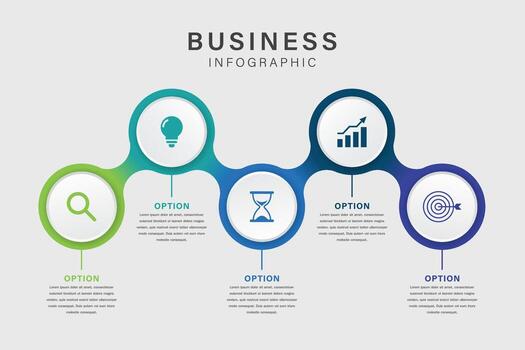 5 5 paso negocio infografía con degradado íconos y horizontal diseño vector