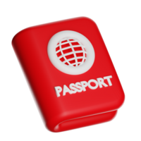 Red passport 3d icon for international travel png