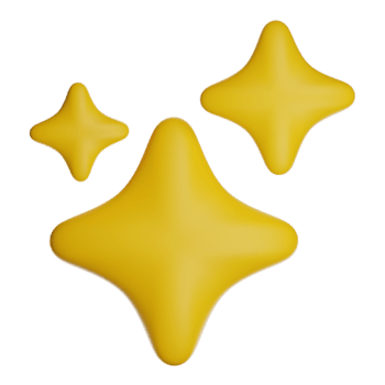 Three yellow sparkle emoji symbols 3d rendering png
