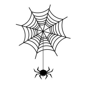 araña colgando desde detallado web aislado en blanco antecedentes con intrincado simétrico diseño vector