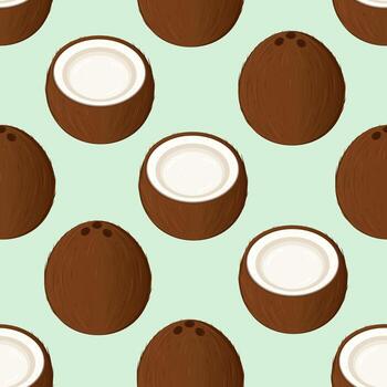 Tropical coconuts seamless pattern repeating background vector