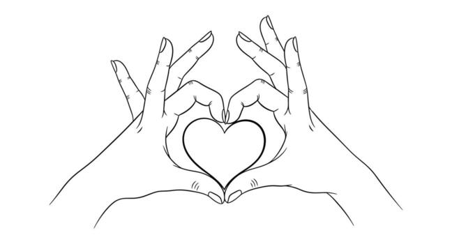 Hands forming a heart shape with a sparkle effect vector