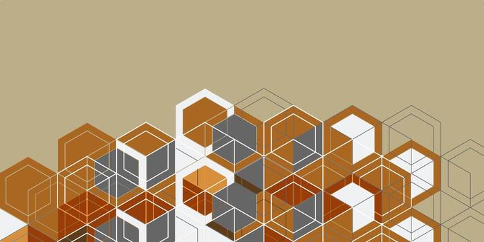 Background from cubes and lines. Linear geometric drawing. vector