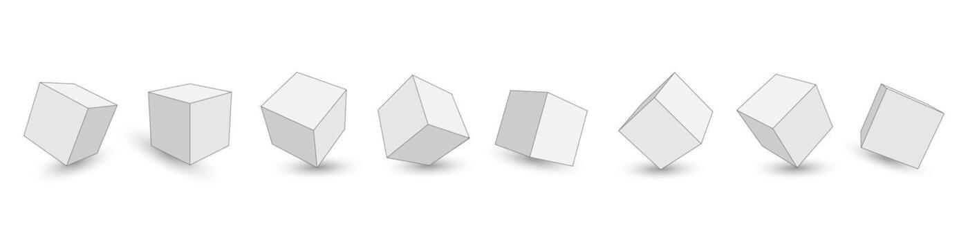 White cube. Square geometric figure. vector