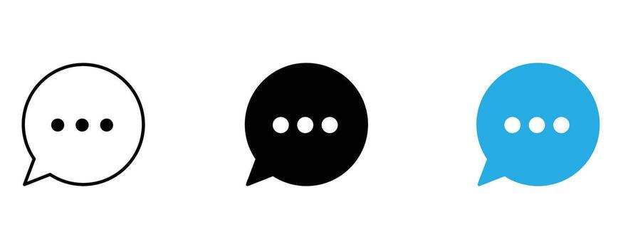Three speech bubble icons with ellipsis isolated on white background vector