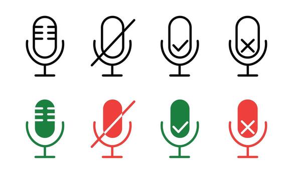 Microphone icon set isolated on white background for sound and communication use vector