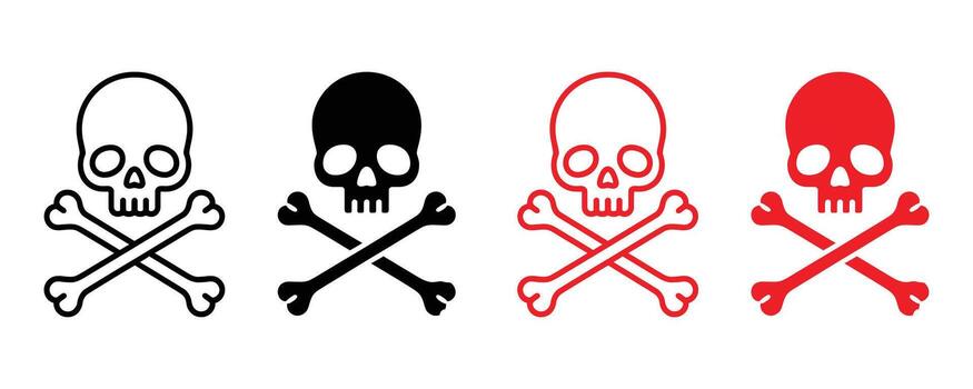 Set of skull and crossbones icons isolated on white background for design vector