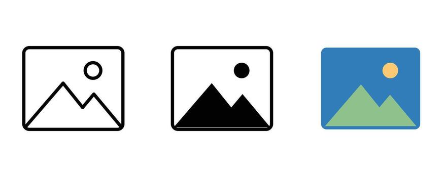 Picture icon set isolated on white background, representing image placeholder vector