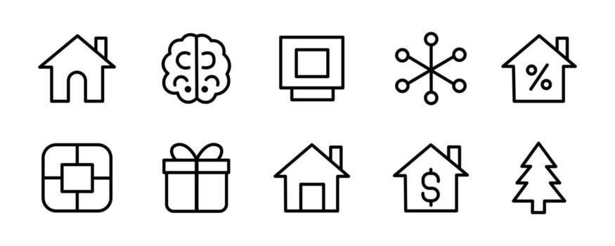 Collection of various outline icons isolated on white background for web design vector