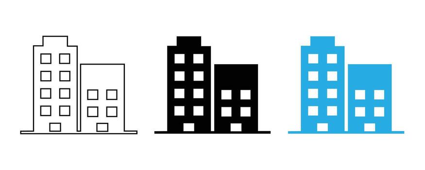 Buildings icon set isolated on white background for web and mobile app design vector