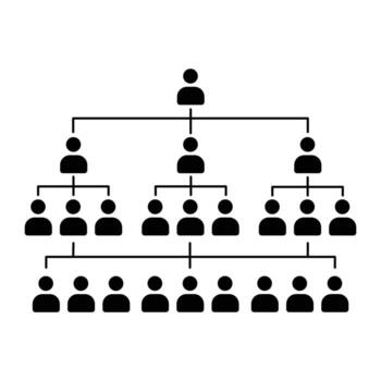 Organization chart isolated on white background showing hierarchy of employees vector