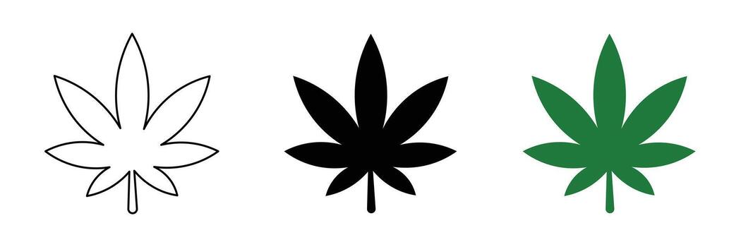 Set of cannabis leaf icons in different styles isolated on white background vector