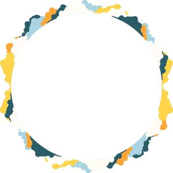 White clouds simple square frame. Fluffy clouds in the blue sky template. Baby shower design vector