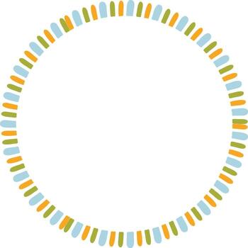 Doodle frame with colorful elements. Cute empty frame box vector