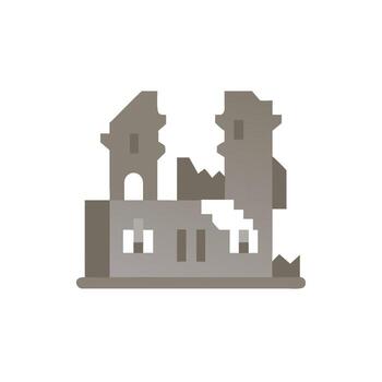 un icono de un edificio con un roto ventana vector