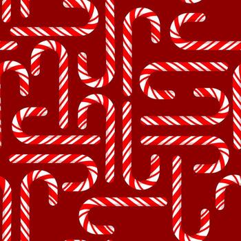 Seamless pattern of laid out sugar canes on a red background vector