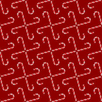 Christmas seamless pattern of folded sugar canes on a red background vector