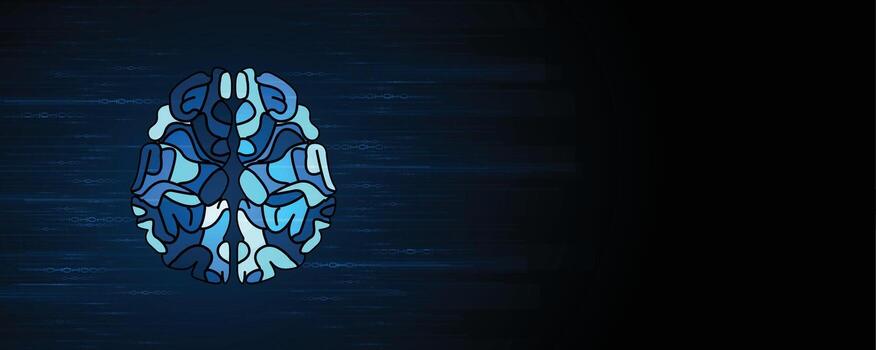 High-tech mesh of quantum computing elements and radiant artificial intelligence cores vector