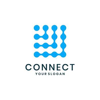 Modern technology connection logo with abstract connected dots vector