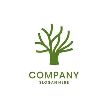 Minimal green tree logo design with abstract branches vector