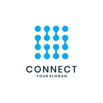 Modern blue connection logo with abstract linked dots vector