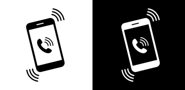 Simple graphic of an icon of a phone on its screen with sound waves coming out vector