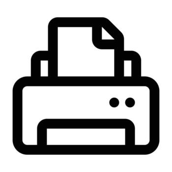 Minimalist black line illustration of a printer. Simple style, suitable for office, paperwork, documentation, and school purposes. vector