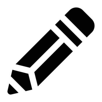 Solid black pencil illustration in minimal flat style, showing sharpened tip. Great for school, office, art, and creative projects. vector