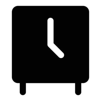 Solid black wall clock illustration in flat minimal design with simple hands and frame. Great for office, time management, schedule, and productivity projects. vector