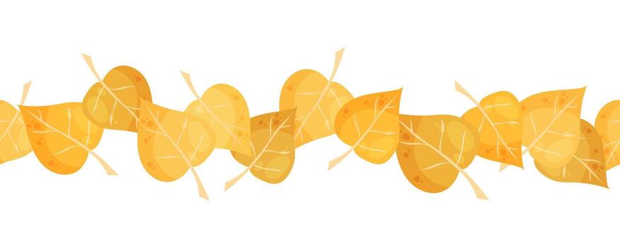Seamless border with aspen leaves on top and bottom vector