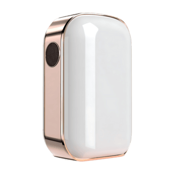 lustroso branco dispositivo com rosa ouro acentos e uma alto falante grade png