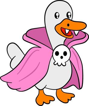 The pink goose vampire has sharp fangs. vector